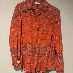 Beachlunchlounge Vibrant Reddish Orange Heart Pattern Shirt